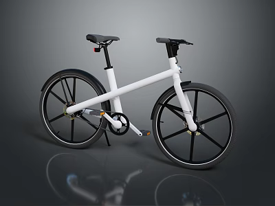 Modern Minimalist Bicycle With White Frame And Black Wheels Design 3d model