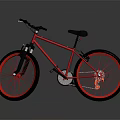 Red Bicycle With Black Seat Red Spokes Black Tires And Modern Design On Gray Background