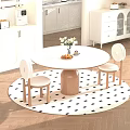 Modern Minimalist Round Table and Chairs Set With Marble Top Wooden Base in Dining Area