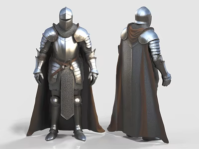 Medieval Knight Armor Game And Movie Character Front And Back Views 3d model