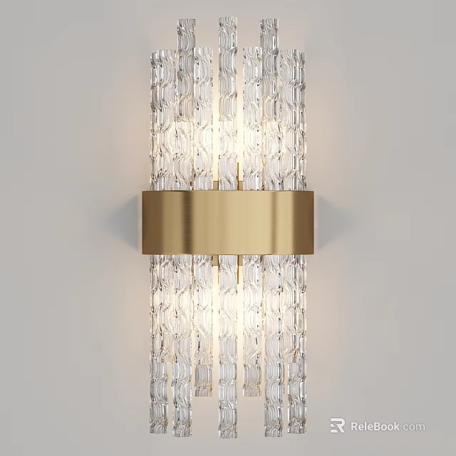 Elegant Crystal Wall Lamp With Gold Accent Modern Lighting Design 3d model 