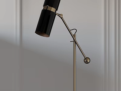 Modern Luxury Table Lamp with Brass Finish Adjustable Arm and Black Shade Design 3d model