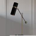 Modern Luxury Table Lamp with Brass Finish Adjustable Arm and Black Shade Design