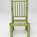 Green Bamboo Leisure Chair With Slat Back And Hand Tied Construction