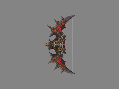 Fantasy Spiked Battle Axe With Red Decorative Patterns Intricate Central Design And Skull Details 3d model
