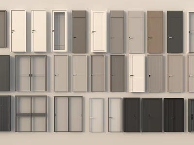 Swing Doors With Various Designs And Colors For Modern Home Interior 3d model
