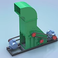 Green Industrial Crusher Machine With Electric Motor Red Wheels And Black Base