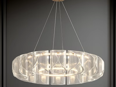Modern Transparent Glass Circular Layered Chandelier with Illuminated Warm Light 3d model