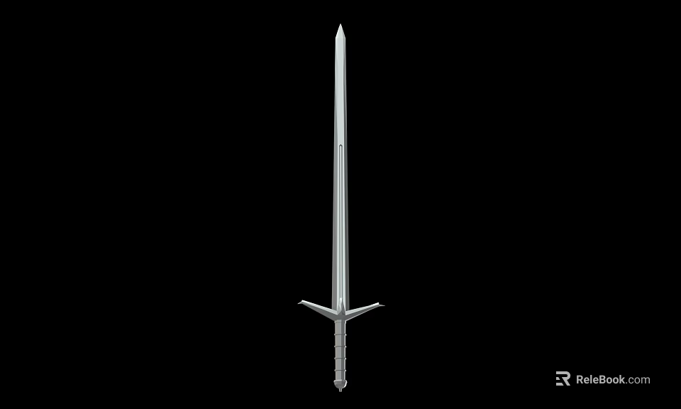 Medieval Metal Sword With Long Sharp Blade And Cross Handle Design 3d model 