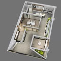 Modern Furniture Showroom With Open Space Glass Windows And Indoor Plants