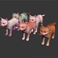 Colorful Cat Figurines With Various Colors Standing Poses And Shiny Surfaces