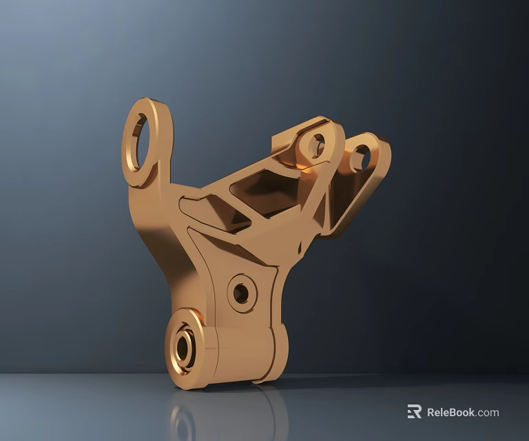 Golden Metal Mechanical Sculpture Carving With Geometric Holes And Shapes 3d model 