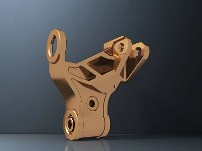 Golden Metal Mechanical Sculpture Carving With Geometric Holes And Shapes 3d model