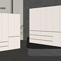 Modern Sleek Wardrobe Interior Design With Flat Panels And Drawers 3d model