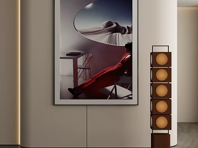 Modern Multi Tiered Floor Lamp With Circular Light Panels And Wooden Base 3d model