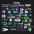 Colorful Arrow Design Decorative Lights With Various Shapes And Bright Colors On Black Background