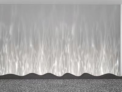 Wavy Texture Wall Art Installation With Bottom Black Mountain Shapes And Granular Ground 3d model