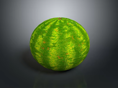 Fresh Green Striped Watermelon With Ripe Juicy Texture On Dark Background 3d model