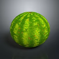 Fresh Green Striped Watermelon With Ripe Juicy Texture On Dark Background