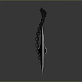 Decorative Sword With Sharp Long Blade Red And Black Handle And Hanging Chain