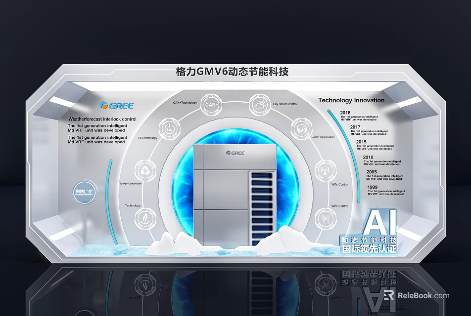 Gree GMV6 Zhirui AI Smart Technology Circular Blue Illumination Art Installation 3d model 