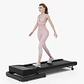 Woman Walking On Treadmill In Pink Sportswear During Regular Workout Session