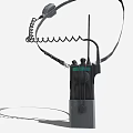 Black Portable Walkie Talkie with Antenna Coiled Earphone Cord and Compact Design