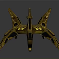 Advanced Yellow Cosmic Spaceship With Multi Wing Structure For Space Exploration