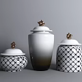 Ceramic Vessels With Lids Geometric Patterns Golden Decorations And Vases For Home Decor