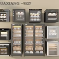 Modern Black And Silver Kitchen Appliances With Tableware Storage For Dishes And Cups