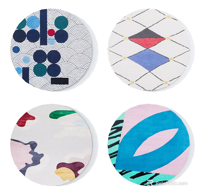 Round Rugs Featuring Geometric Patterns Abstract Designs And Colorful Artistic Elements 3d model 