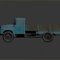 Blue Vintage Classic Truck With Wooden Cargo Bed And Retro Design