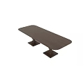 Dark Wood Dining Table With Stylish Column Shaped Legs And Modern Design 3d model