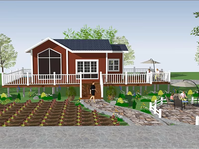 Modern Homestay Wooden House Homestay Farm Farm Courtyard 3d model