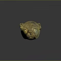 Animal Skull With Ancient Detailed Brownish Yellow Texture And Reflection On Dark Background