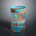 Three Stacked Rusty Blue And Red Oil Drums As Practical Household Items