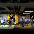 Spacious Fitness Gym Interior With Strength Training Machines Mirrors Floor Markings And Overhead Lighting