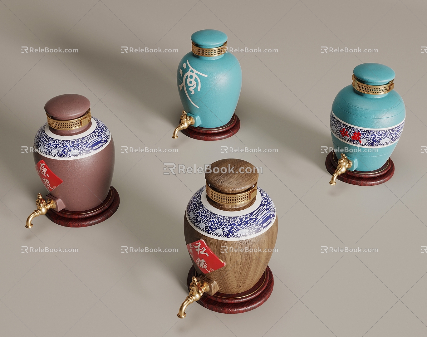 New Chinese Wine Barrel Liquor 3d model