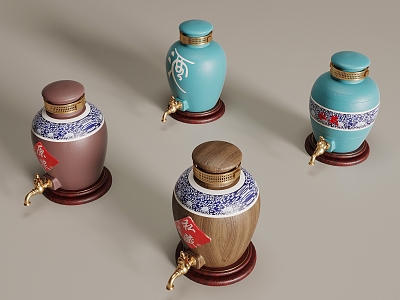 New Chinese Wine Barrel Liquor 3d model