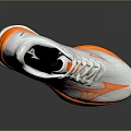 White And Orange Running Shoes Featuring Brand Logo On Upper And Bright Orange Sole