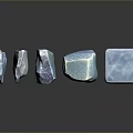 Blue Stones With Various Shapes Including Cube And Irregular Forms On Black Surface With Reflections 3d model