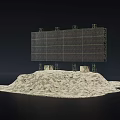 Military Weapon System Featuring Large Grid Structure On Support Frame And Camouflaged Bunker Base