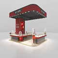 Elegant Red Jewelry Store Interior With Display Counters And Glass Display Cases 3d model