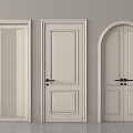 French cream double door single door bedroom door glass double door 3d model