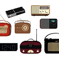 Vintage Audio Speakers With Retro Design Various Colors And Wooden Black Red Styles