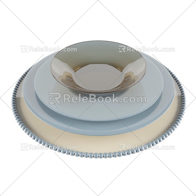 Plate cutlery combination 3d model