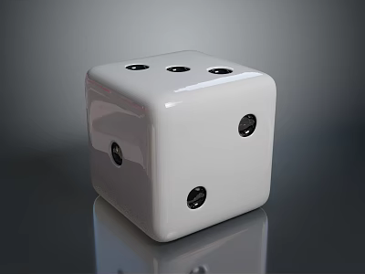 White Dice As Household Item With Black Dots On Smooth Surface For Daily Use 3d model