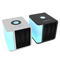 Modern Cube Desk Lamp With White Exterior Blue Lighting And Black Grille