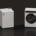 White Top Load And Front Load Washing Machines With Modern Home Appliance Design