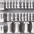 Decorative White Railings Featuring Various Baluster Column And Architectural Designs